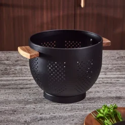 CASA Acacia Lux Escurridor Negro, Natural Cheap