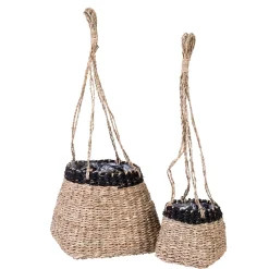 CASA Baku Macetero Colgante Negro, Natural Hot