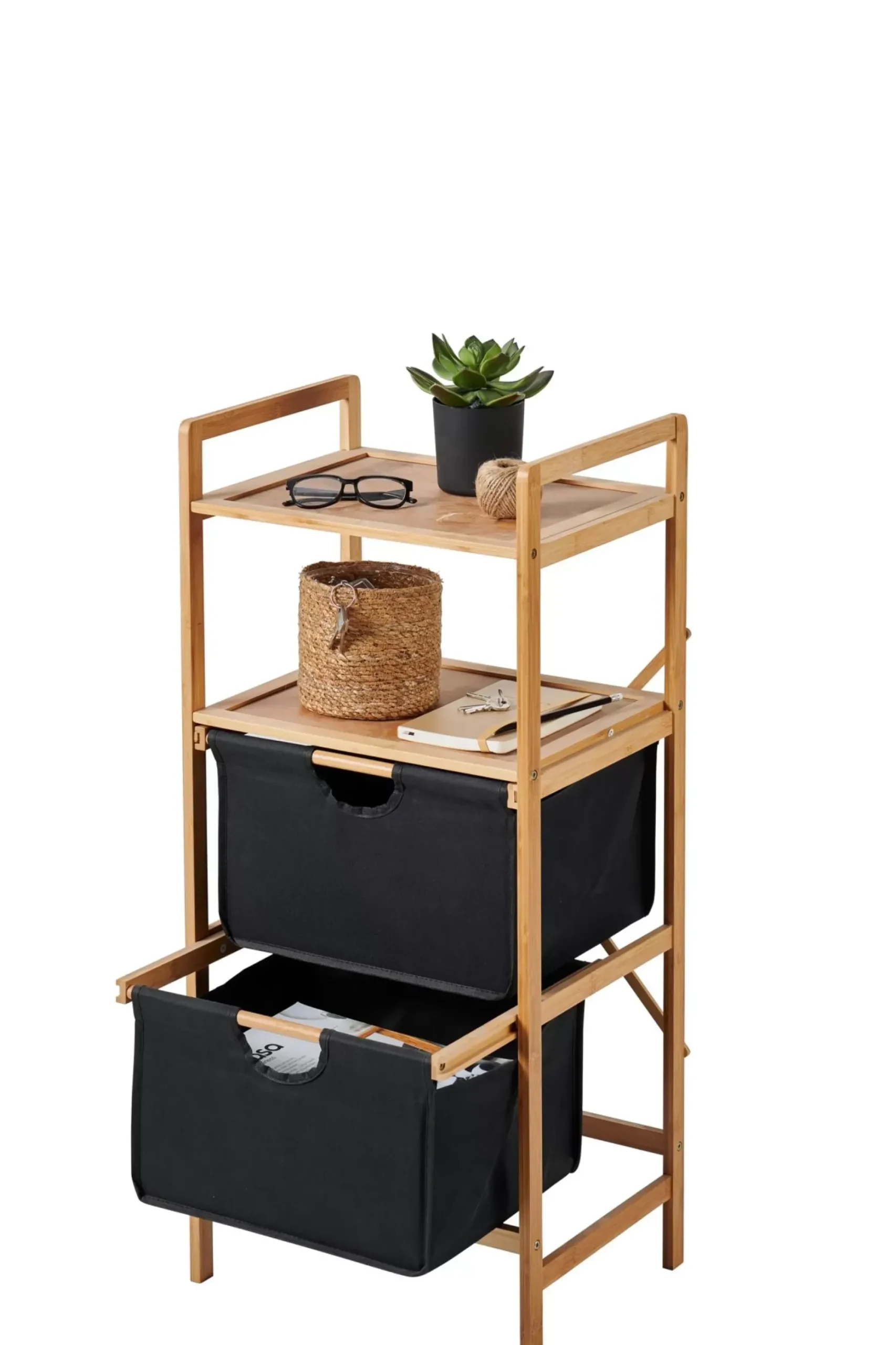 CASA Bamboo Cajonera 2 Cajones Negro, Natural Clearance