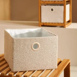 CASA Basic Boucle Cesta De Almacenaje Off White/Sand Cheap