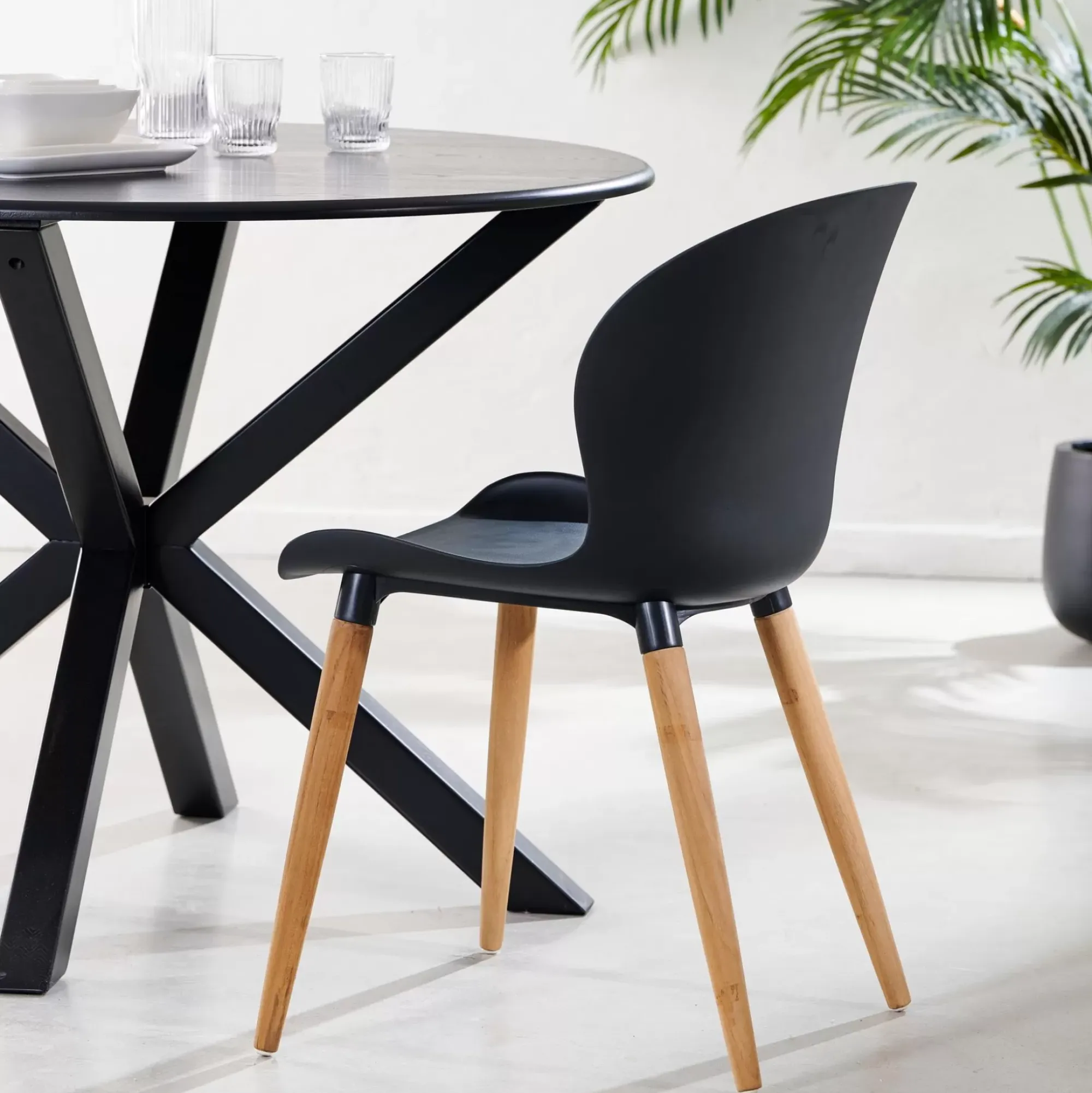 CASA Frida Sillas De Comedor Negro/Natural Cheap