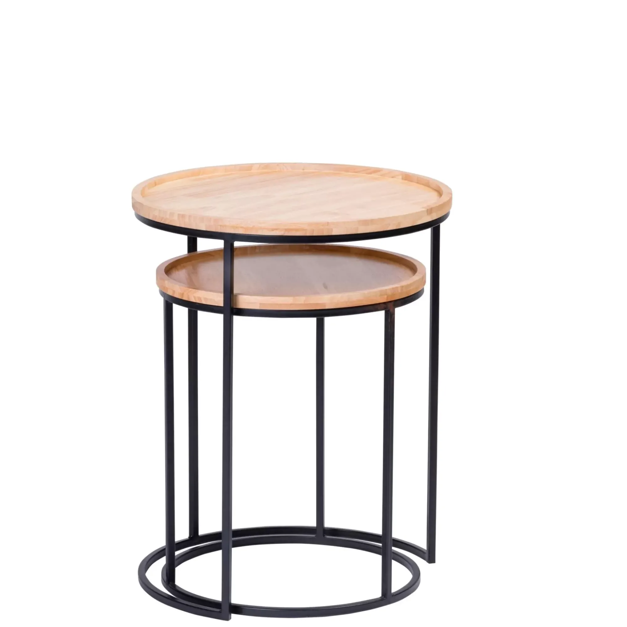 CASA Gom Mesas Auxiliares Juego De 2 Negro, Natural Sale