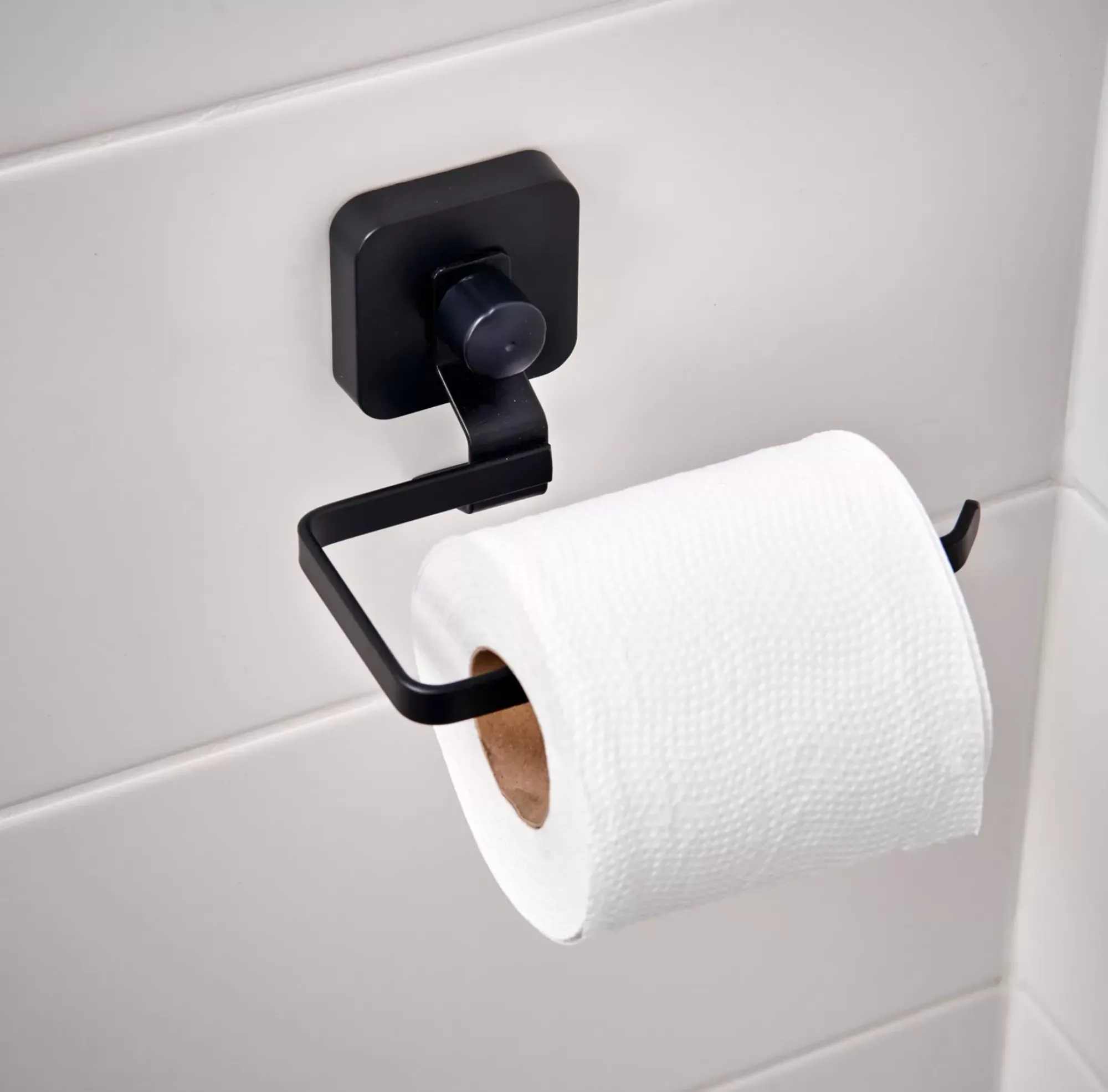 CASA Industria Soporte Papel Higien Con Ventosa Negro Cheap