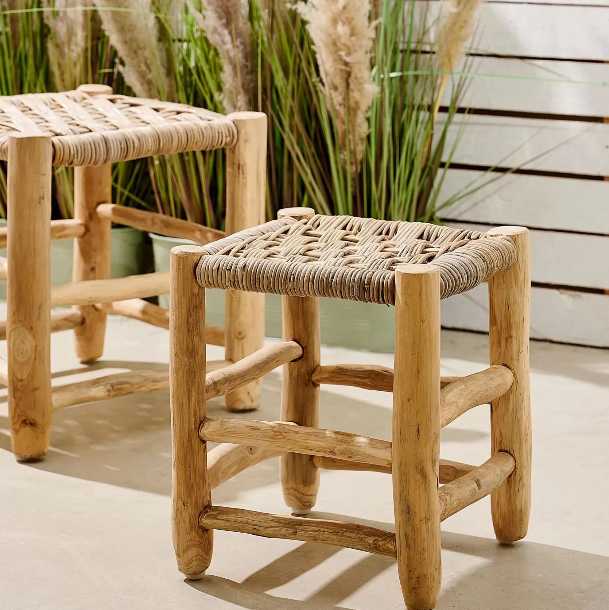 CASA Kanai Taburete 2 Tamanos Pequena Natural New