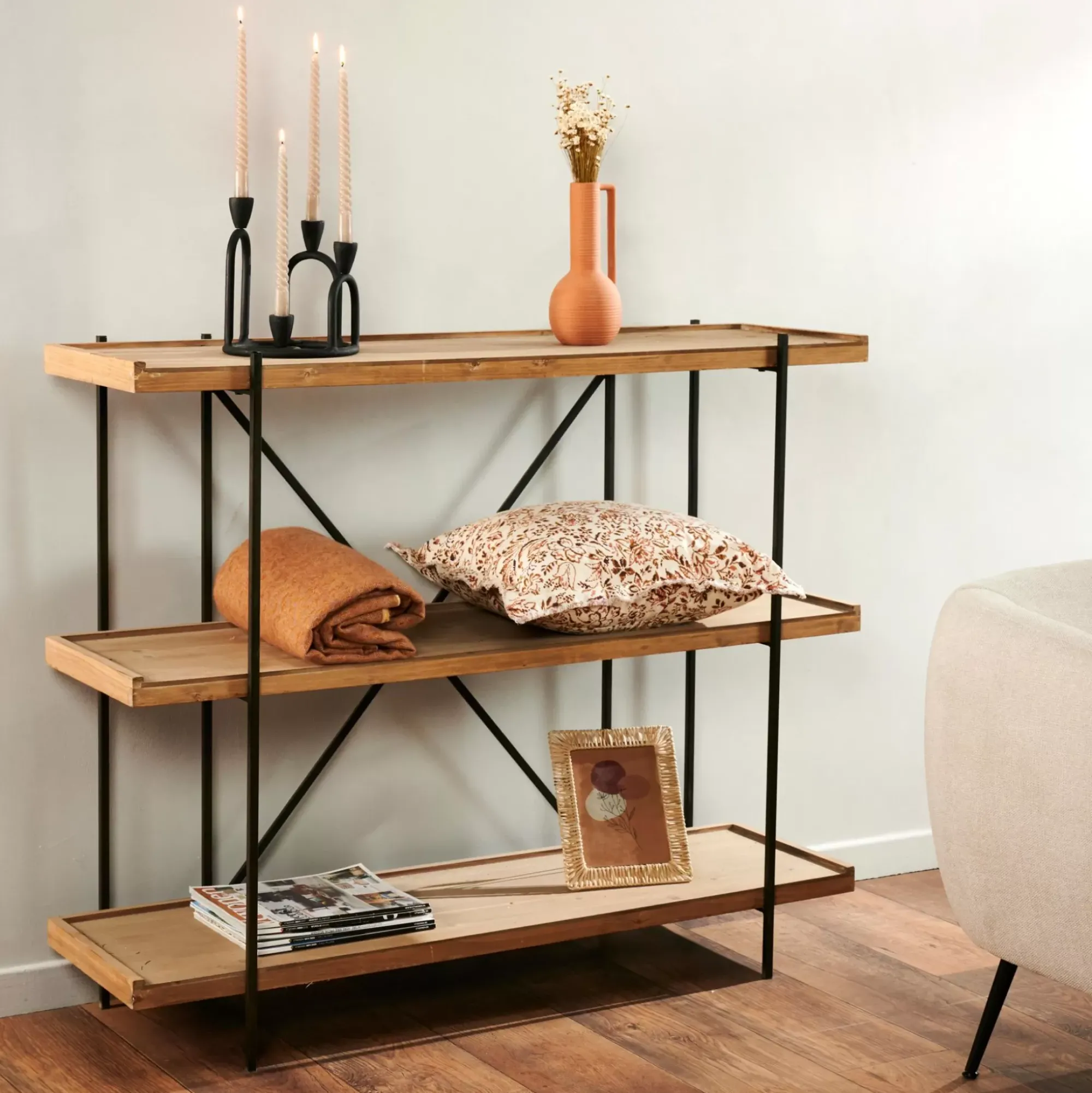 CASA Maine Estanteria De Pared Negro, Natural Sale