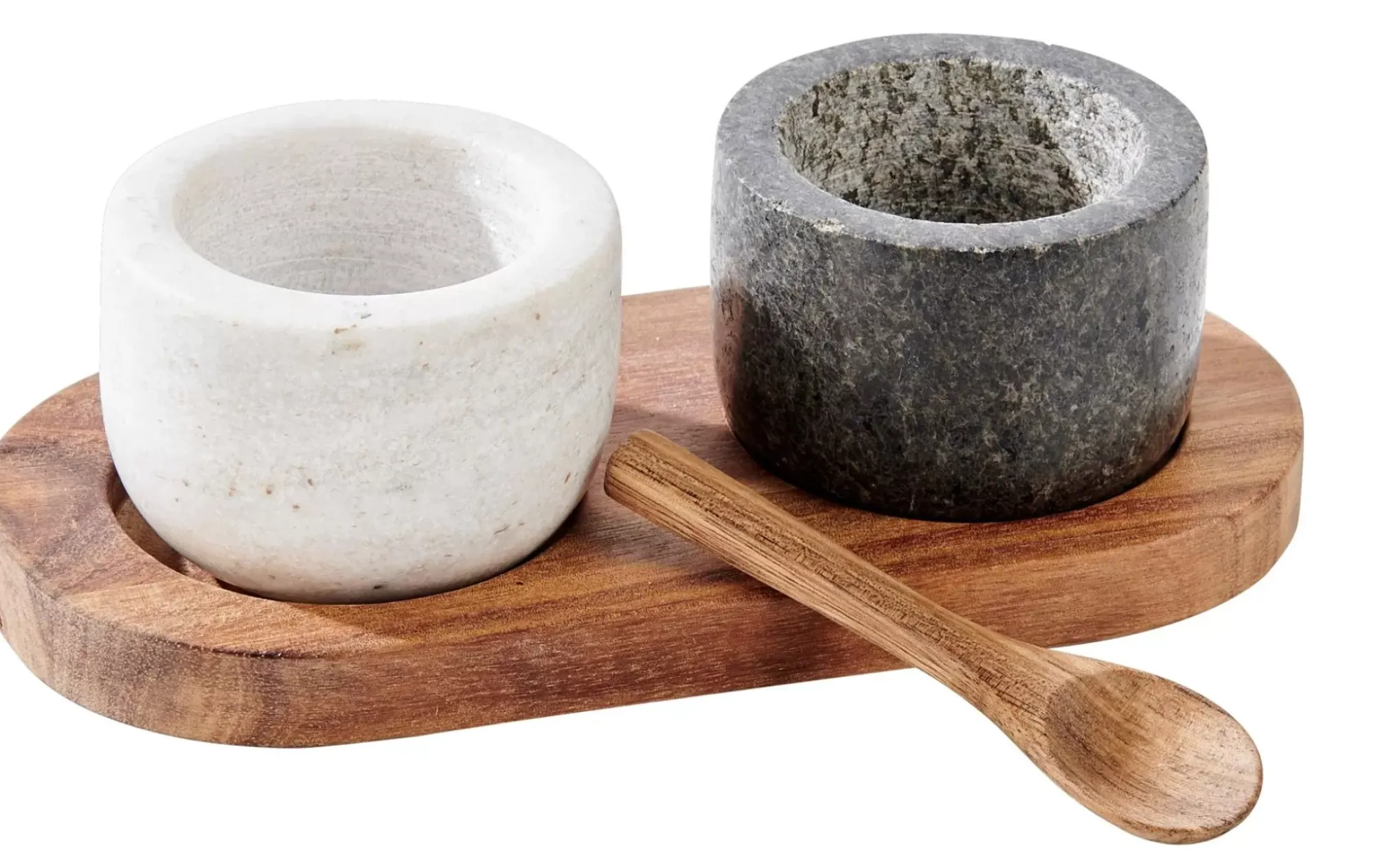 CASA Marble Pimentero/Salero Con Cuchara Y Sop. Negro, Blanco, Natural Discount