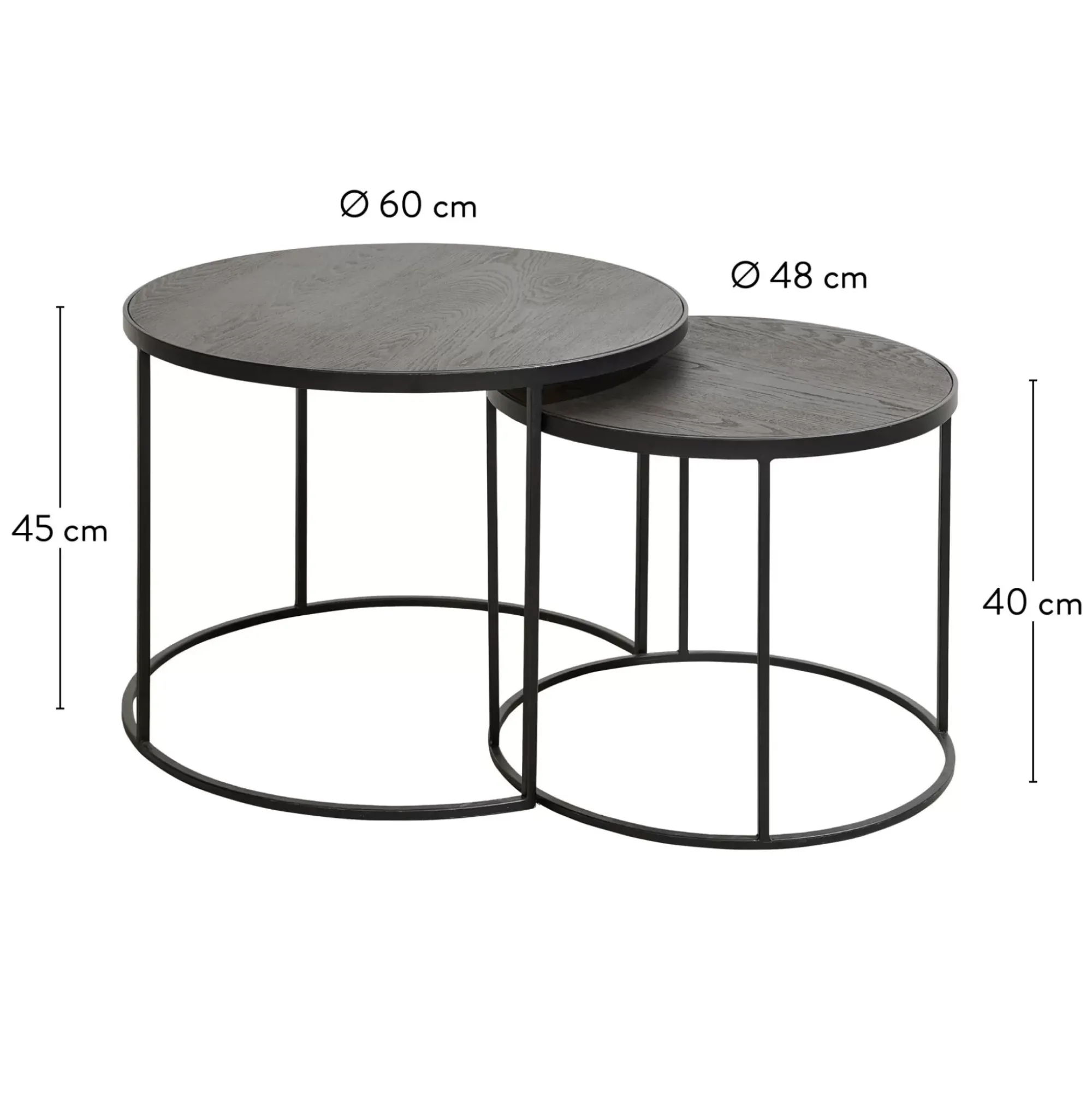 CASA Memphis Mesas Auxiliares Juego De 2 Patas Negro Best Sale