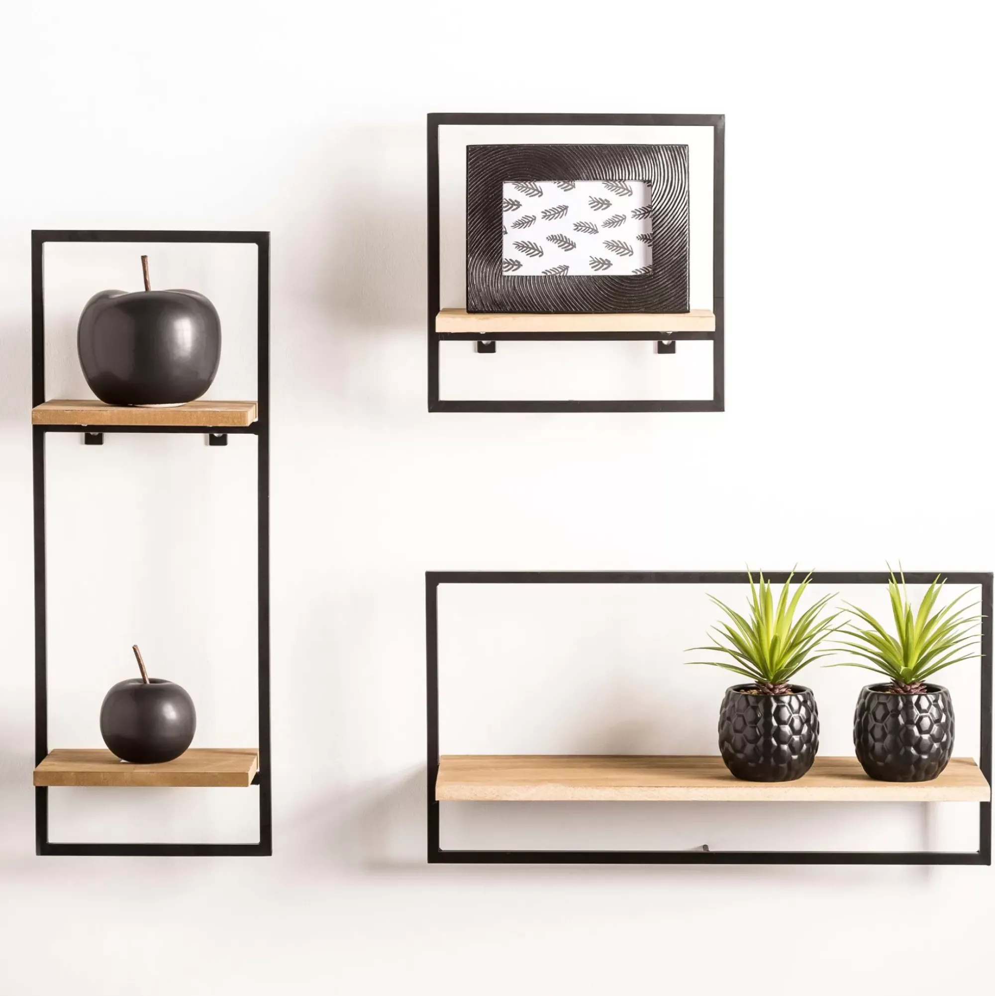 CASA Mix&Match Estanteria De Pared Negro, Natural Best Sale