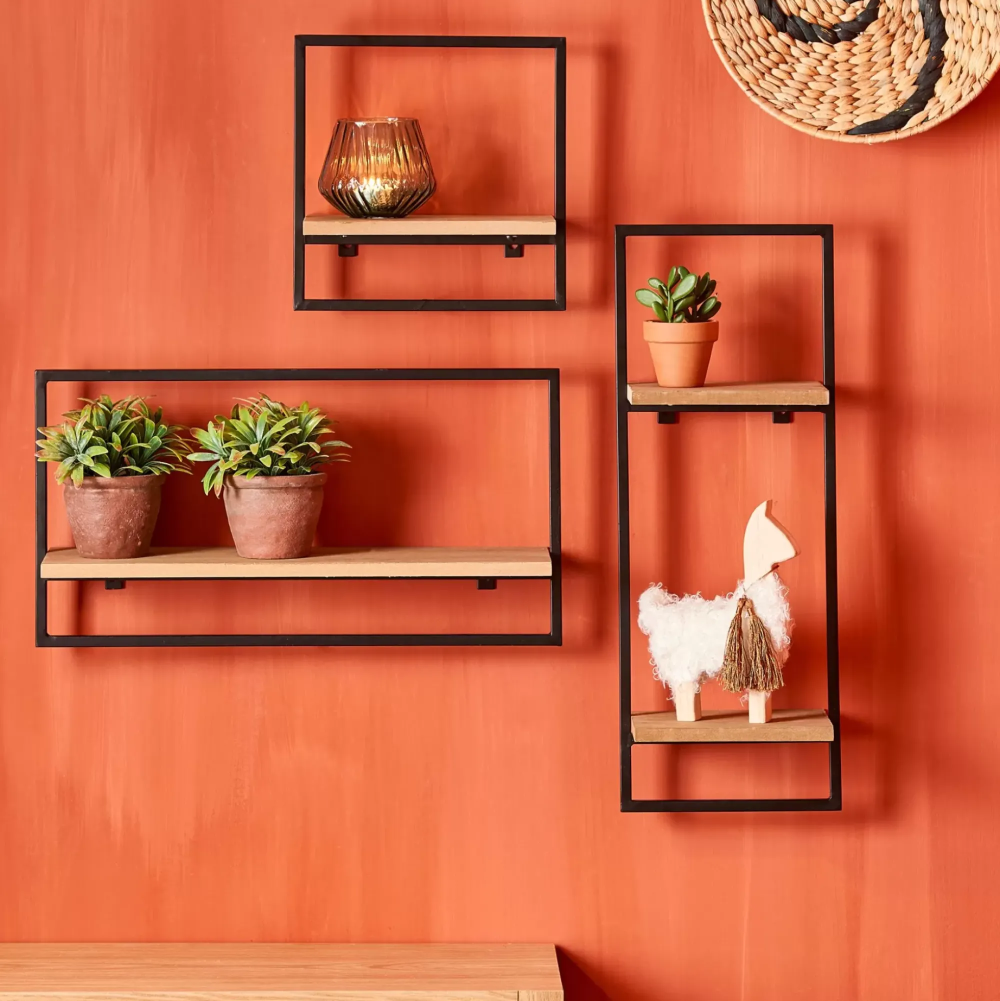 CASA Mix&Match Estanteria De Pared Negro, Natural Best Sale
