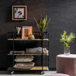 CASA Oslo Con Ruedas 3 Baldas Negro, Natural Store