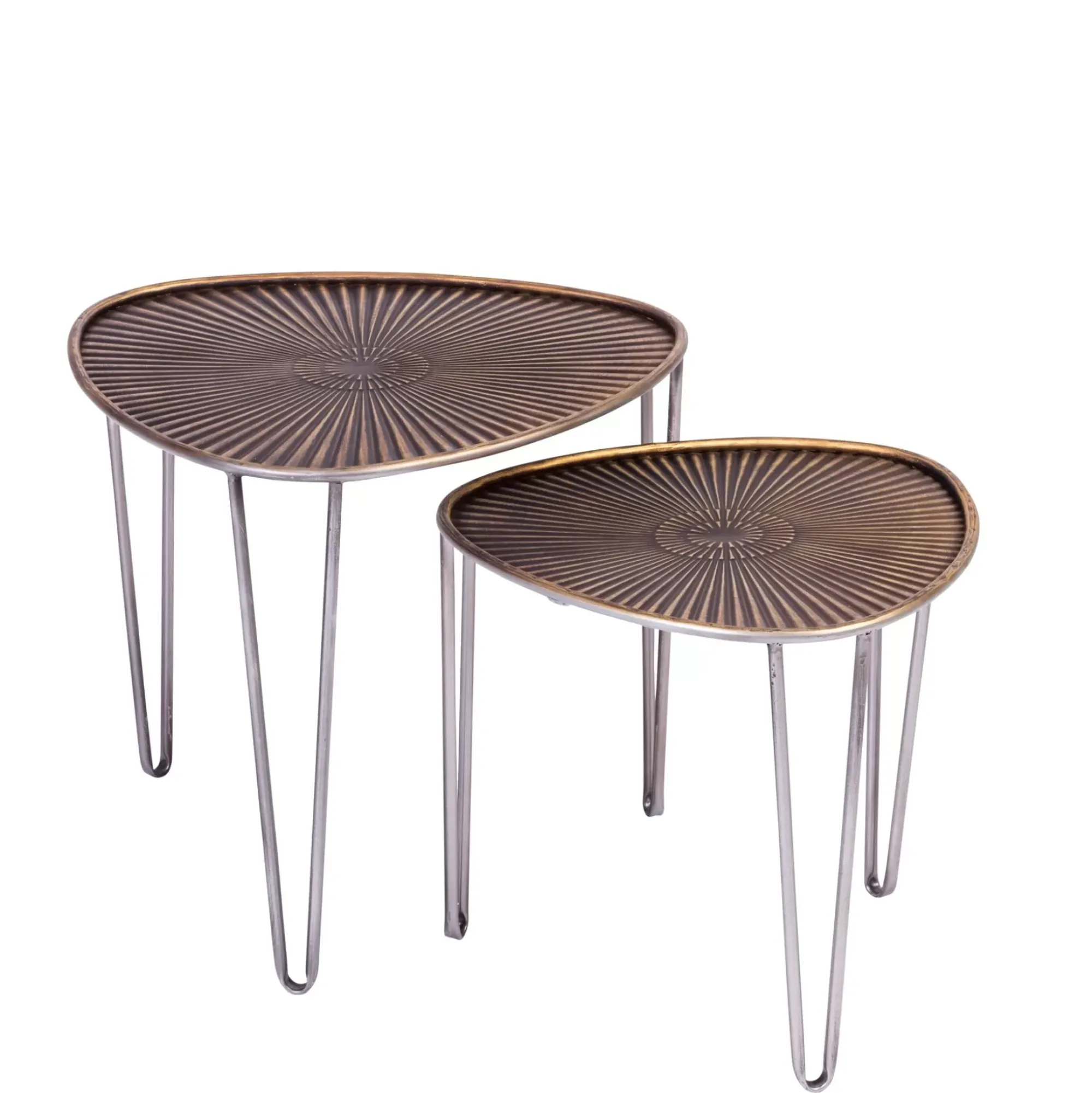 CASA Ovo Mesas Auxiliares Juego De 2 38X38X35Cm/46.5X46.5X41Cm Plateado, Cobrizo Fashion