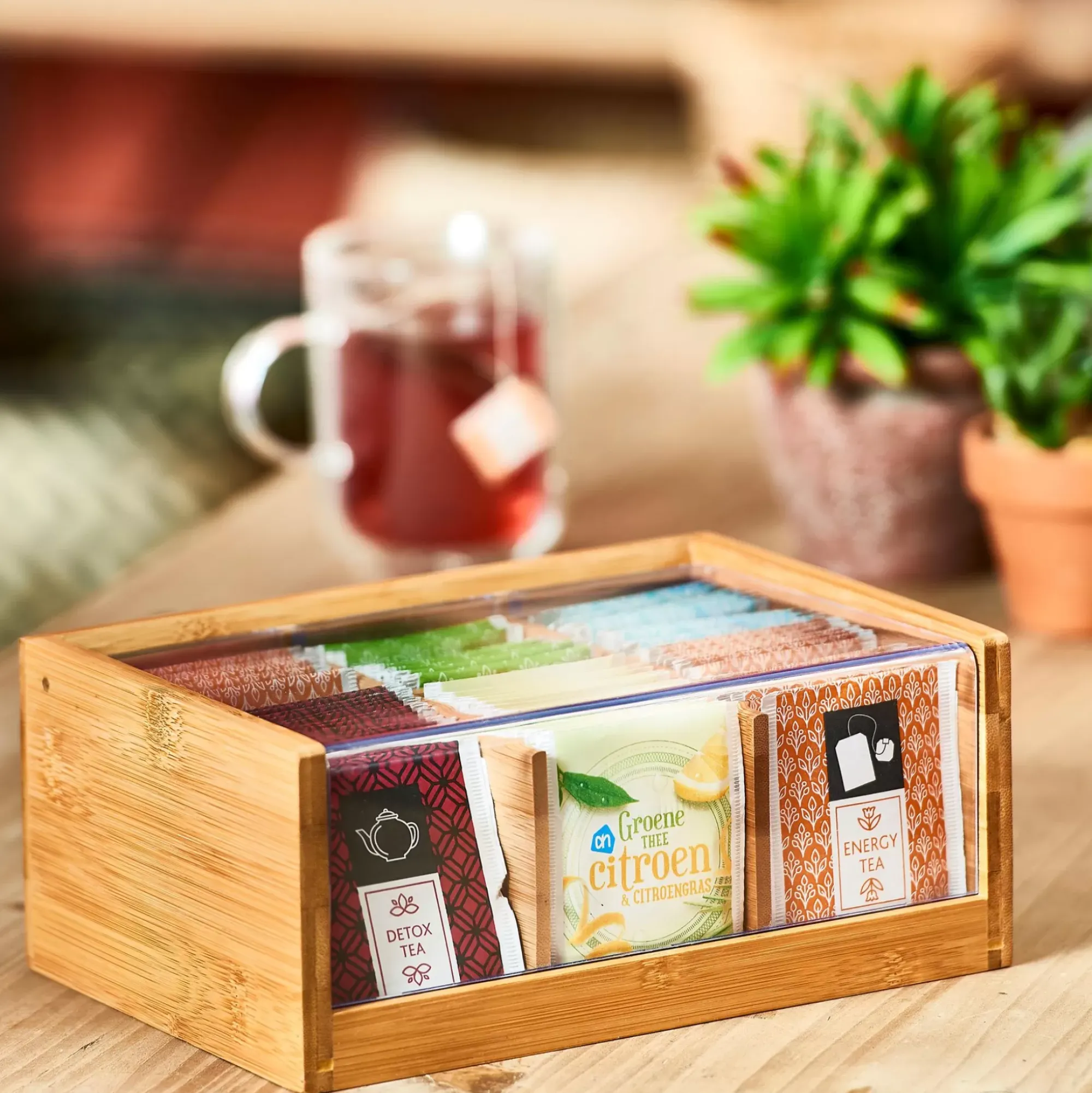 CASA Panda Caja Para Te 6 Compart. Transparente, Natural Best