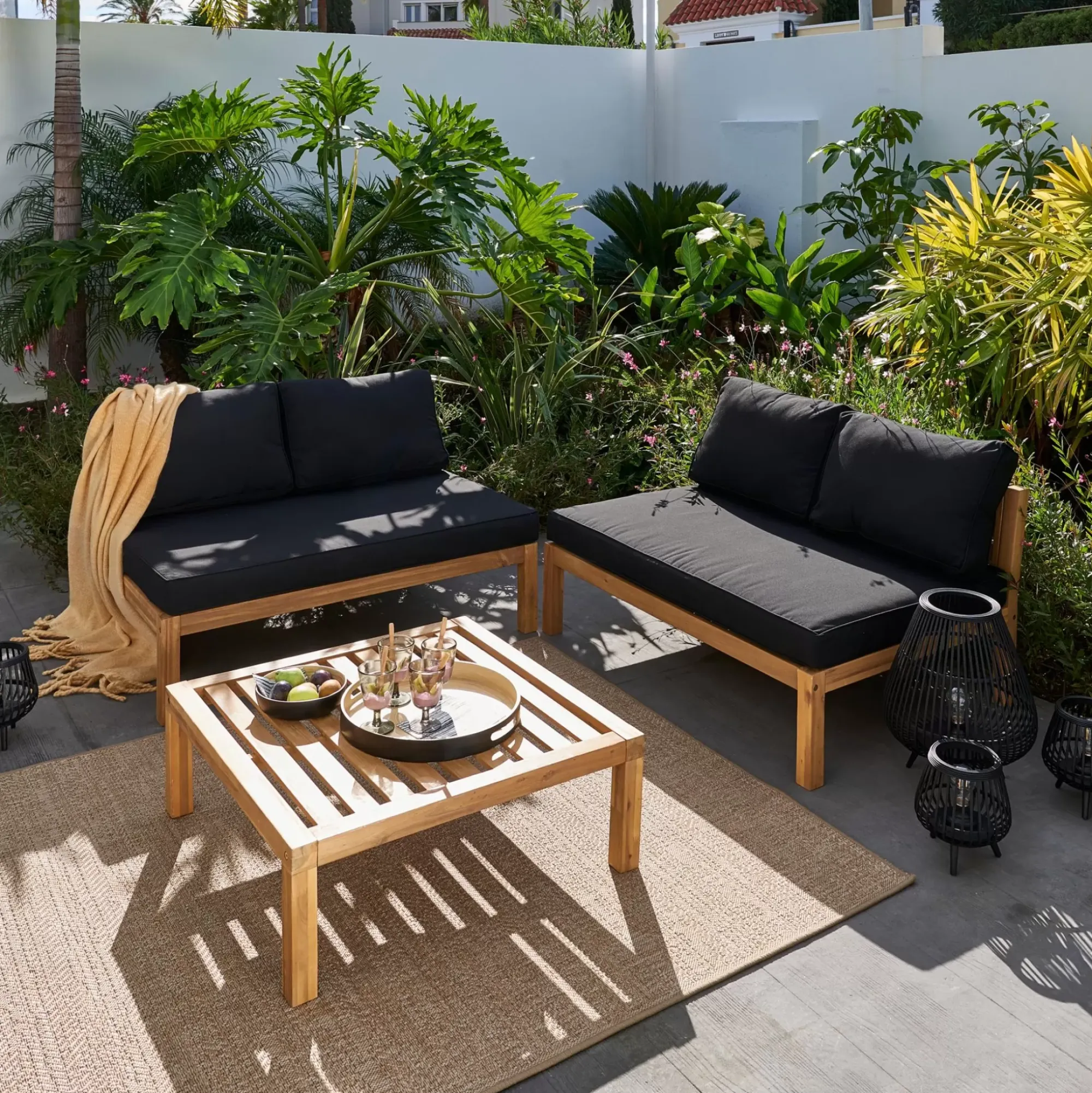 CASA Paulette Mesa/Puf Lounge Natural Cheap