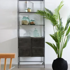 CASA Pharma Estanteria De Pared Con 4 Cajones Negro Outlet