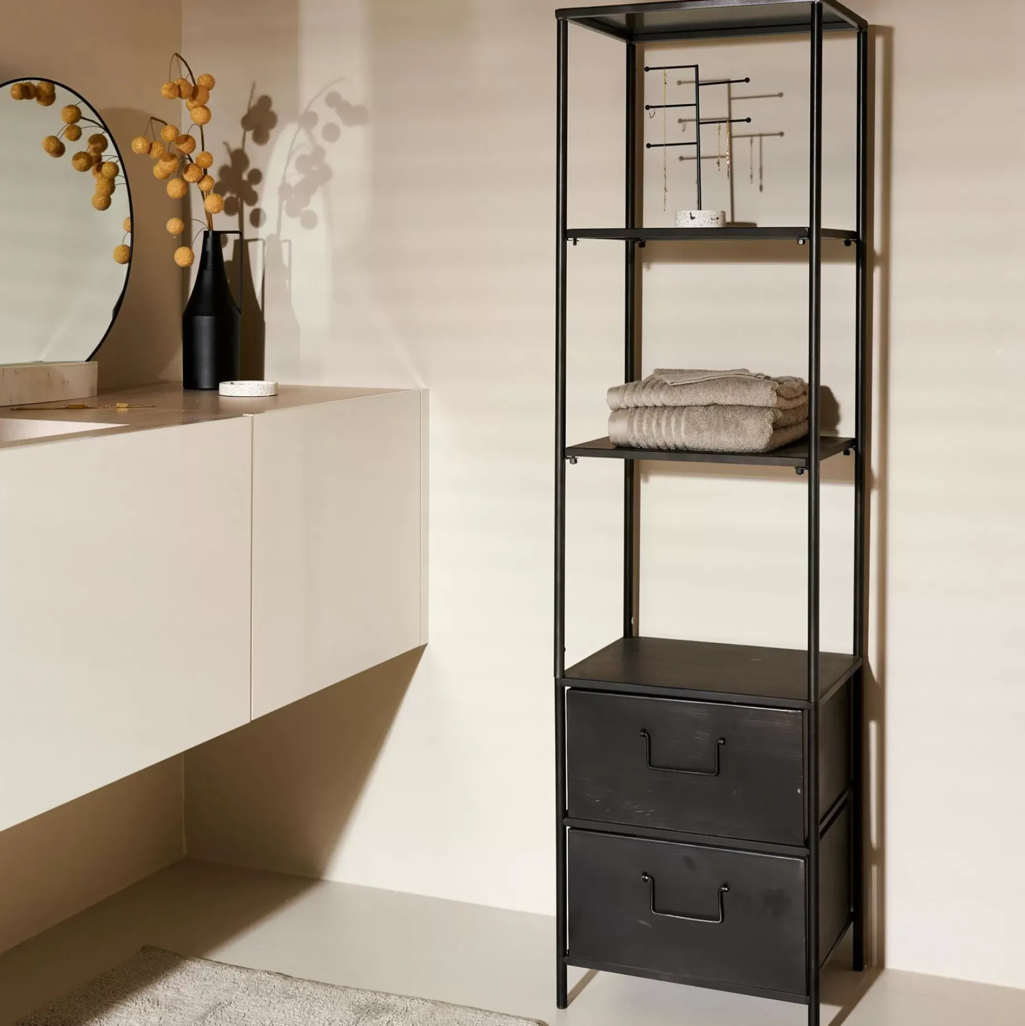 CASA Pharma Estanteria De Pared Con 2 Cajones Negro Store