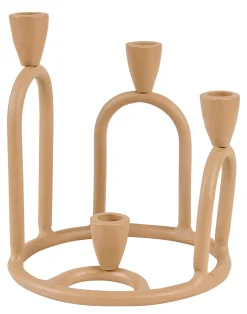 CASA Rings Candelabro Para 4 Velas Marron Claro New