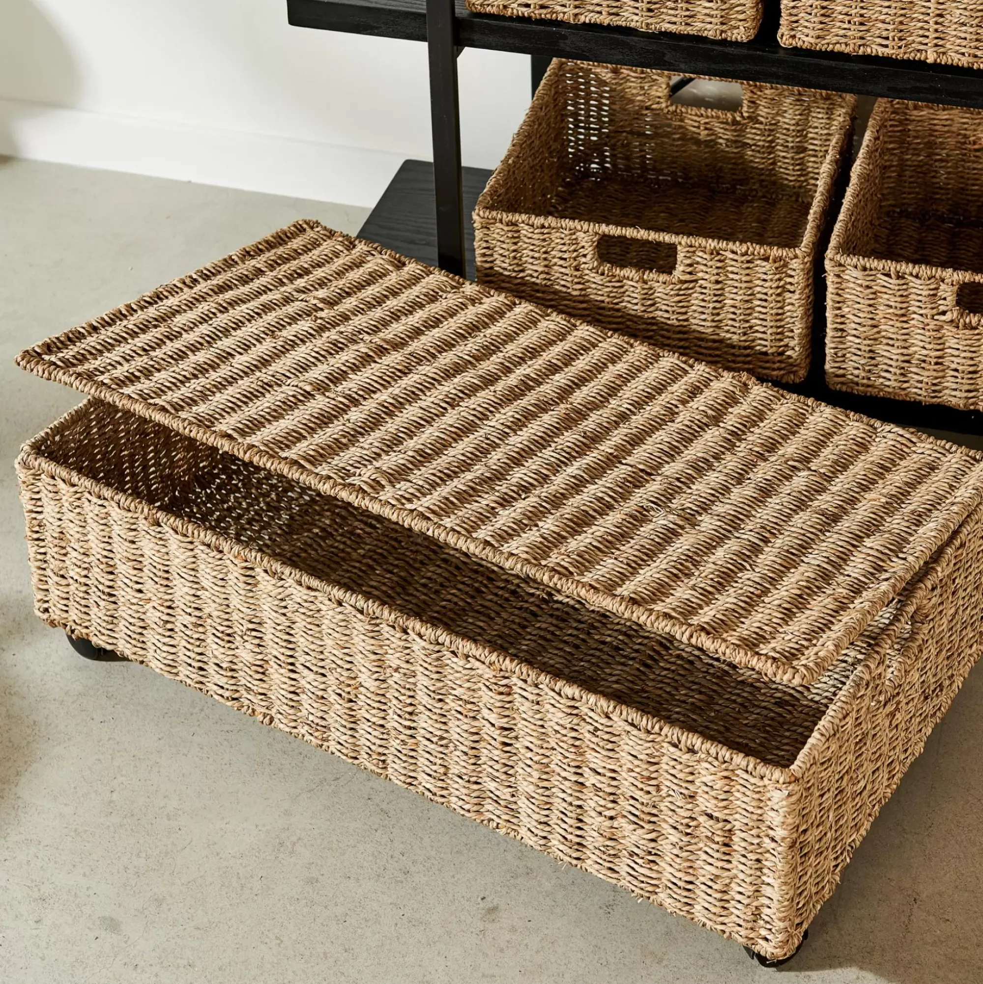 CASA Seagrass Caja De Almacenaje Con Ruedas Natural Best