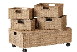 CASA Seagrass Caja De Almacenaje Con Ruedas Natural Best
