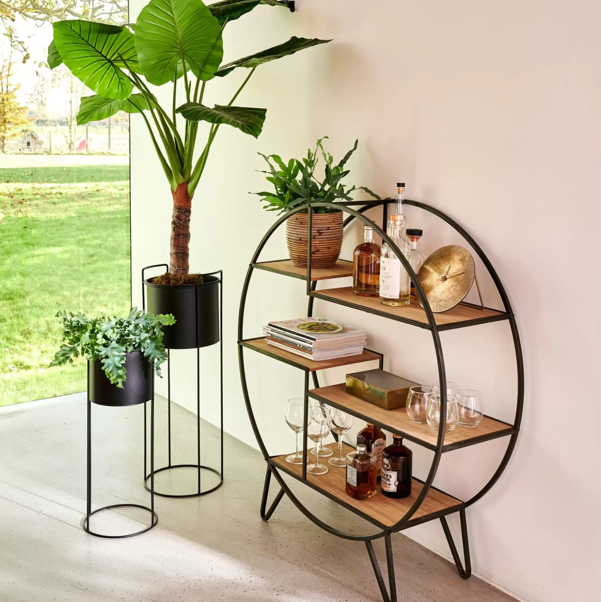 CASA Sirkel Estanteria De Pared Negro, Natural Best