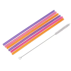 CASA Slurp Pajitas Reutiliz Juego De 6 Mezcla De 3 Colores Naranja, Morado, Rosa Store